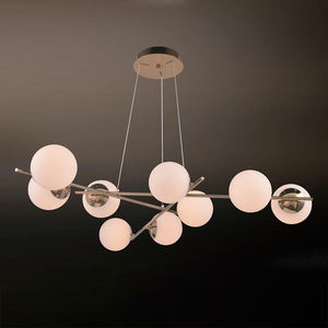 Lámpara Colgante de Cristal Opal Blanco de Lujo Moderno Nórdico, Aleación de Aluminio y Acero, LED 2700K 3500K, Luz Blanca Cálida Suave - Product Image 2