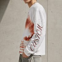 T-shirt à manches longues pour homme en tricot gaufré thermique de haute qualité, avec strass, design exclusif