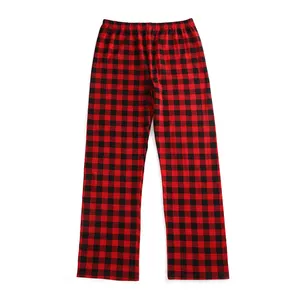 Pantalon de pyjama en flanelle personnalisé Pyjama en coton imprimé personnalisé Pyjama unisexe à carreaux personnalisé