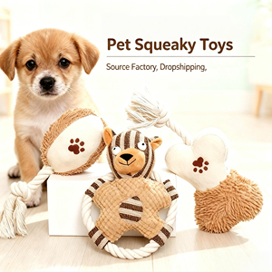 Jouet à mâcher pour chien en peluche, matériau en polyester, résistant aux morsures, nettoyage des dents, divertissement interactif pour les races moyennes et grandes - Product Image 1
