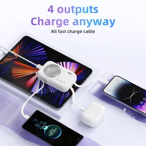 Roiskin Hot Sale Powerbank With Type C Cable 10000mah 3A Mini Power Bank For Iphone 15 Fast Charging Power Bank 20000mah