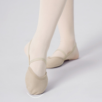 Chaussures de danse à demi-semelle avec semelle extérieure en cuir véritable et talon plat pour femmes/hommes et filles/garçons