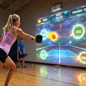 Jeux interactifs muraux de pickleball AR pour plusieurs joueurs, entraînement simulé de pickleball en salle avec 20 jeux de projection interactive - Product Image 4