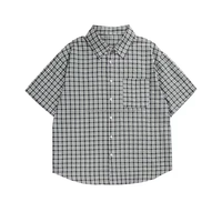 Chemise en flanelle de haute qualité, chemise à carreaux pour homme, coupe ample, style décontracté, manches courtes, boutons, chemise à carreaux tendance