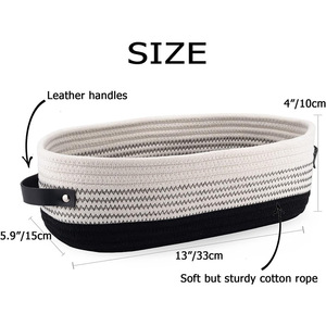 Panier de rangement en corde de coton tressé à la main, 33*15*10cm, panier de rangement portable - Product Image 2