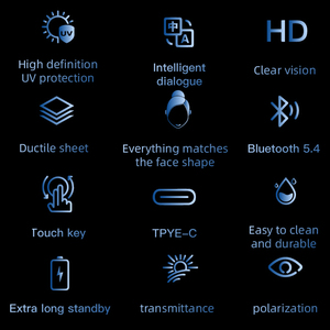 F08 Smart Glasses lingua AI traduttore senza fili Anti-blu protezione UV di controllo vocale occhiali da sole Gaming Meeting auricolare - Product Image 2