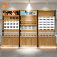 Expositor de Pared Combinado de Madera para Gafas, Set Personalizado de Vitrina para Gafas de Sol con Mostrador de Cristal y Armarios de Almacenamiento con Cerradura