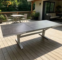 Table extensible en verre pour le jardin Table extensible en aluminium pour l'extérieur