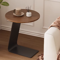 Table basse en bois massif durable avec plateau en marbre et structure en métal, design moderne pour salon et balcon, petite taille