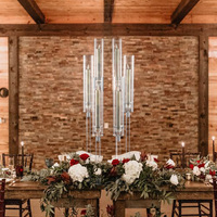 9 Tête Grand Candélabre Acrylique Bâton Pilier Bougeoir Pour Événement Fête De Mariage Centres De Table Décorations