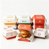 Boîte à emporter en papier kraft personnalisée pour les hamburgers de poulet, les frites et le poulet frit, emballage alimentaire