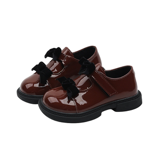 Zapatos de Vestir de Cuero Negro para Niñas, Estilo Británico, con Lazo, de Charol Brillante, para Primavera y Otoño - Product Image 1