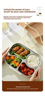 Boîte à bento portable à 4 compartiments en acier inoxydable SUS304, étanche, avec couvercle transparent scellé