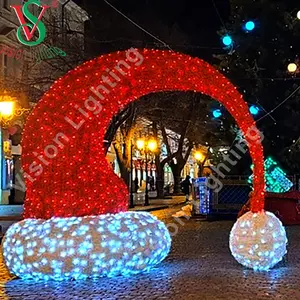 Paisaje escultura led alta calidad al aire libre IP65 3D gigante Santa sombrero motivo Navidad Decoración Luz