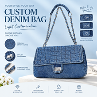 Sac à bandoulière matelassé en jean délavé, grande capacité, style vintage, sacoche bandoulière, personnalisation OEM légère du logo