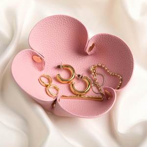 Cute Flower Shaped Pu Leather Valet Tray Premium <b>Folding</b> Jewelry Decorative Desk Organizer for Key Wallet Watch Coin - Product Image 4