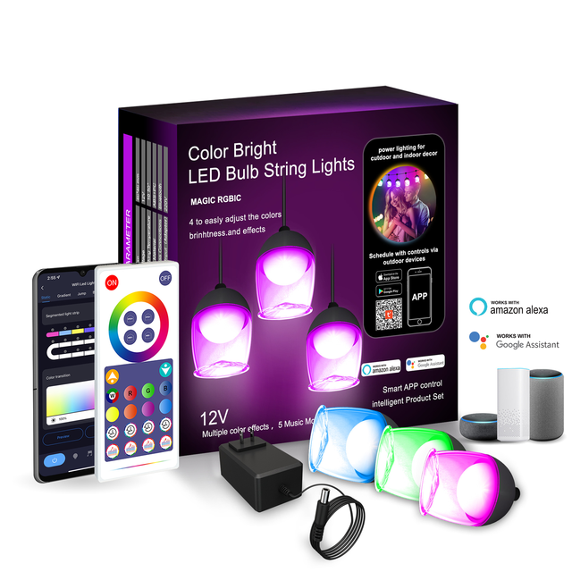 Tuya Wifi Smart Music Sync Diy Segmented Control Individually Addressable String Lamp Outdoor Festoon Lights for Party
