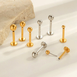 Boucle d'<span class=keywords><strong>oreille</strong></span> en titane ASTM F136 G23 à bouton sphérique sans filetage pour <span class=keywords><strong>piercing</strong></span> - Product Image 1