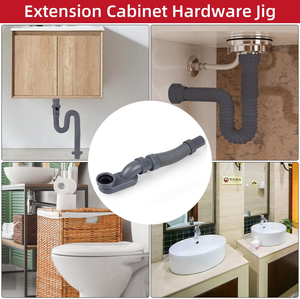 Sifón de perfil bajo tipo P para bañera con manguera antirollos, colador de ducha y desagüe para bañera de madera - Product Image 4