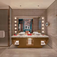 Mobilier de chambre d'hôtel 5 étoiles Boutique Céramique blanche écologique Économie d'eau Design moderne Matériau en cuir véritable
