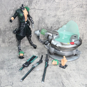 40cm Anime 1 pieza <span class=keywords><strong>Zoro</strong></span> <span class=keywords><strong>figura</strong></span> espada héroe 1/6 estatua Cyberpunk Roronoa <span class=keywords><strong>Zoro</strong></span> <span class=keywords><strong>figura</strong></span> <span class=keywords><strong>de</strong></span> acción 2 cabeza LED modelo PVC colección Juguetes - Product Image 3