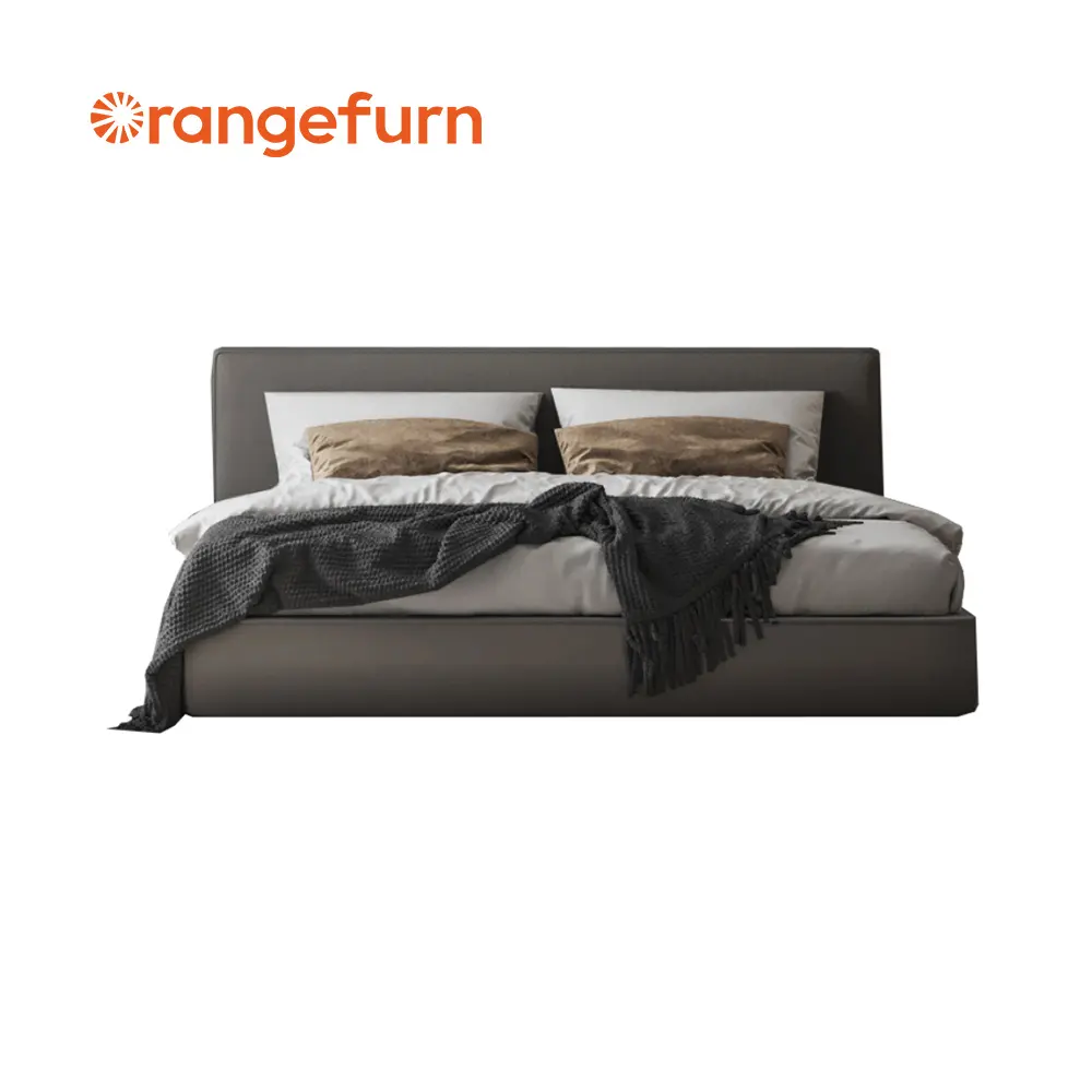 Mobília do quarto do orangefurn A cama média com cabeceira e armários do colchão presidem a tabela lateral