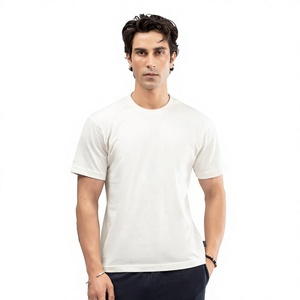 T-shirt uni blanc pour homme ELYSIAN INDUSTRIES, 100% coton, doux, manches courtes, col rond, coupe classique, vêtements décontractés, jersey tricoté 180g - Product Image 2
