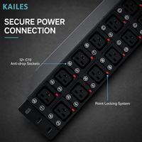 KAILES (KLS) PDU intelligent pour rack, 12 prises C19, connecteur d'entrée industriel pour armoire de centre de données, prise IEC, charge maximale 23,01 kW