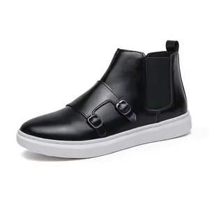 Botas <span class=keywords><strong>Chelsea</strong></span> de Tobillo para Hombre, de Cuero Genuino, Forradas de Piel, con Suela Plana, Banda Elástica, Diseño Cónico y Hebilla, para Invierno y Eventos Formales - Product Image 6