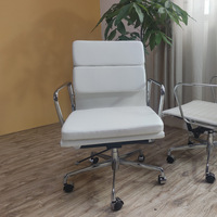 Chaise de bureau haut de gamme en cuir véritable, chaise de direction pour conférence, dossier mi-haut, siège minimaliste réglable en hauteur