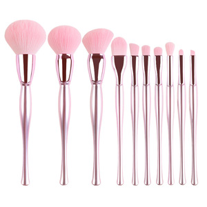 Makeup <b>Brush</b> Set 10pcs Synthetic Bristles Soft Pink Handle Powder Blush Eyeshadow <b>Brushes</b> for Beginners - Product Image 1