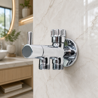 Katup Shower Anti-Panas Dinding Berbahan Kuningan Chrome dengan Dua Saluran Keluar