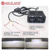 Projecteur universel à double lentille pour calandre de voiture, phare antibrouillard Bi-LED à double faisceau (loin/près), lampe de travail pour SUV, tout-terrain, VTT
