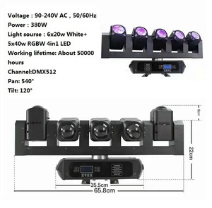 Luz Móvil para Discoteca y Eventos RGBW 4 en 1 de 5x40W, Luz de Escenario para DJ con Control de Píxeles Blancos de 6x20W, Efecto Beam Wash LED Gold Finger Beyond Lighting - Product Image 2