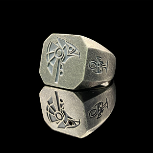 Anello da Uomo in Argento Sterling 925 con Occhio di Horus, Gioiello Vintage di Anubis, Gioielleria Artistica - Product Image 2