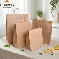 Sac cadeau en papier kraft écologique en gros pour fête d'anniversaire, artisanat, festival, supermarché, emballage en papier kraft