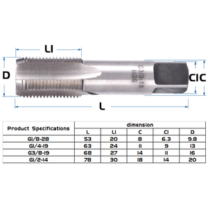 ชุดต๊าปเกลียวท่อแบบอังกฤษ Bibo G/british Parallel Pipe Thread Tap Set ขนาด G1/16 G1/8 G1/4 G3/8 G1/2 G3/4 นิ้ว สำหรับเกลียวท่อแบบเรียว - Product Image 2