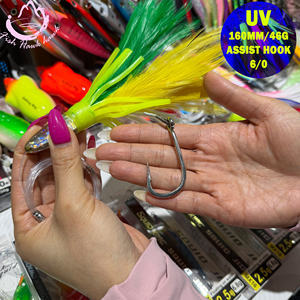 Señuelo de Pesca de Arrastre para Pesca Mayor, 160 mm, 46 g, <span class=keywords><strong>Punta</strong></span> de Metal ABS, Cola de Pluma, Resina con Brillo UV en la Oscuridad, para Atún, Pez Rey, Río, Lago - Product Image 4