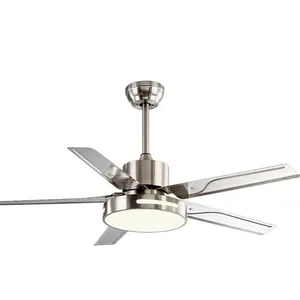 Wholesale fan electricfan light-Decoration Home Air Conditioning Stainless Steel Blade Iron Acrylic Lamp Ceiling Fan With LED Light