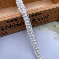 En gros, garniture de dentelle perlée blanche pour mariée, ornée de perles, strass et franges à pampilles, pour robe