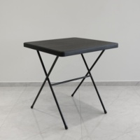 Table de jardin pliante carrée en plastique blanc et noir portable pour mariage, fête, banquet, événements en plein air