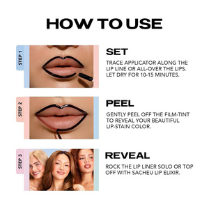 Teinture à lèvres vegan longue tenue, résistante au transfert, infusée à l'acide hyaluronique et à la vitamine E, effet tatouage, fini mat, peel-off, crayon à lèvres - Product Image 5