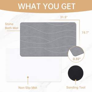 Ensemble de tapis de salle de bain imprimés de haute qualité, tapis de bain antidérapant de luxe avec motif rayé et imperméable pour sols et salles de bain élégants - Product Image 4