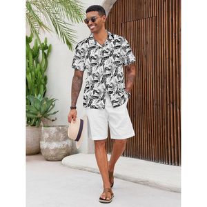 2025 hommes Floral Tropical été plage hauts 100% coton chemise hawaïenne avec bouton court demi manches col cubain taille 6XL" - Product Image 3