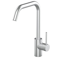 Robinet de cuisine classique moderne à poignée unique, monotrou, à poser sur comptoir, cartouche céramique, nickel brossé, acier inoxydable, rotation à 360 degrés