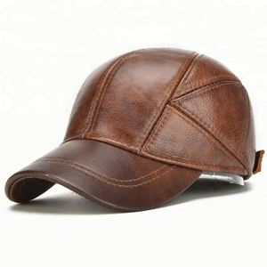 Gorro de Invierno de Alta Calidad, Estilo Vintage, de Cuero Genuino, Gorra de Béisbol para Hombre con Orejeras - Product Image 1
