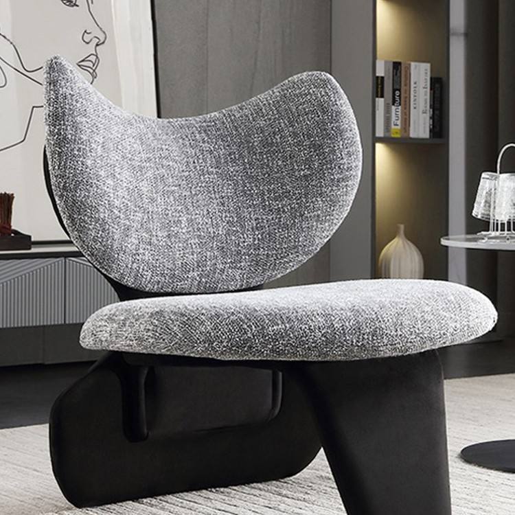 ผ้าลินินสีเทาพร้อมขาหนังสีดำ