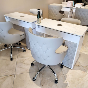 <span class=keywords><strong>Mesa</strong></span> de Manicura Moderna Blanca Individual con Superficie de Mármol y Aspiradora <span class=keywords><strong>para</strong></span> el Cuidado de las <span class=keywords><strong>Uñas</strong></span> y Salón de Pedicura - Product Image 1