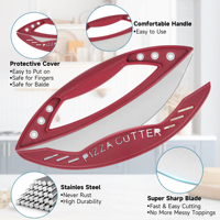 Coupe-pizza SEB 12 pouces avec couvercle, lame tranchante, compatible lave-vaisselle, gadgets de cuisine, articles essentiels pour la maison, rouge