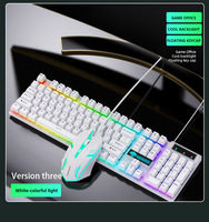 Clavier et souris de jeu rétroéclairés LEAVEN D320, ensemble avec caractères transparents, clavier et souris filaires USB pour jeux